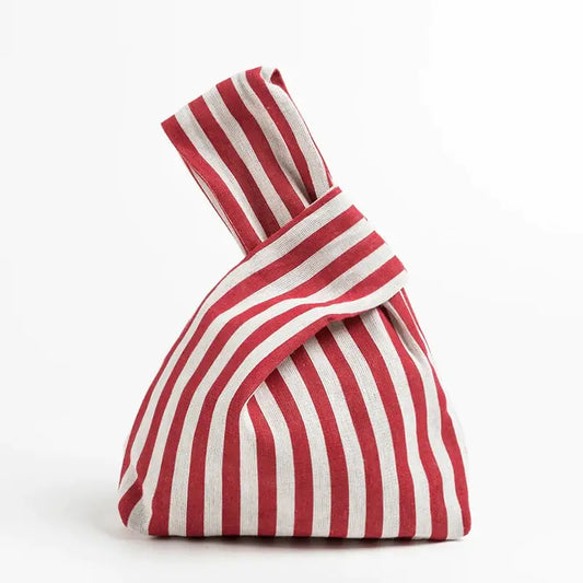 Red Striped Knot Bag