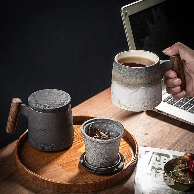 Wooden Handle Fuji Mug
